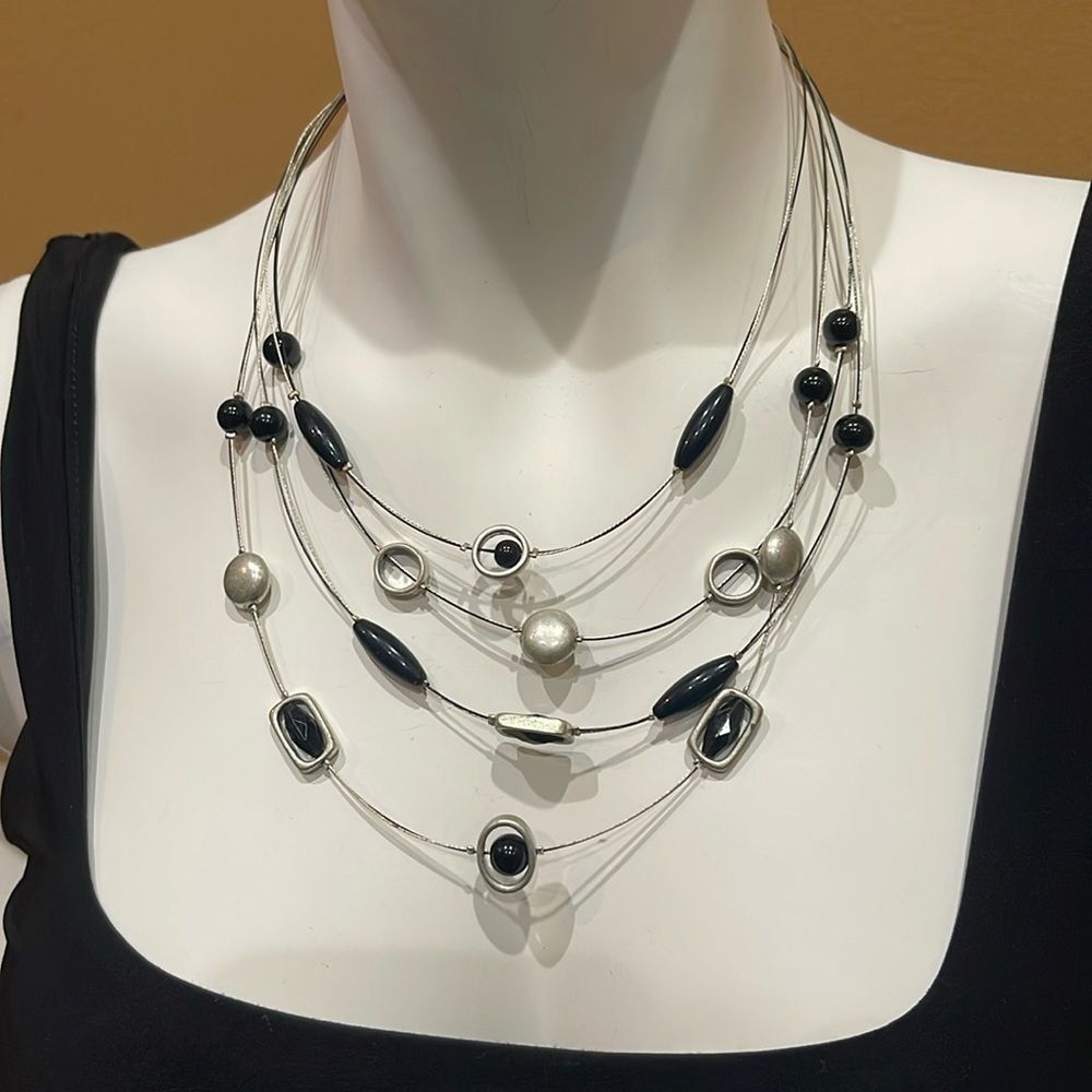 Black and silver beaded necklace